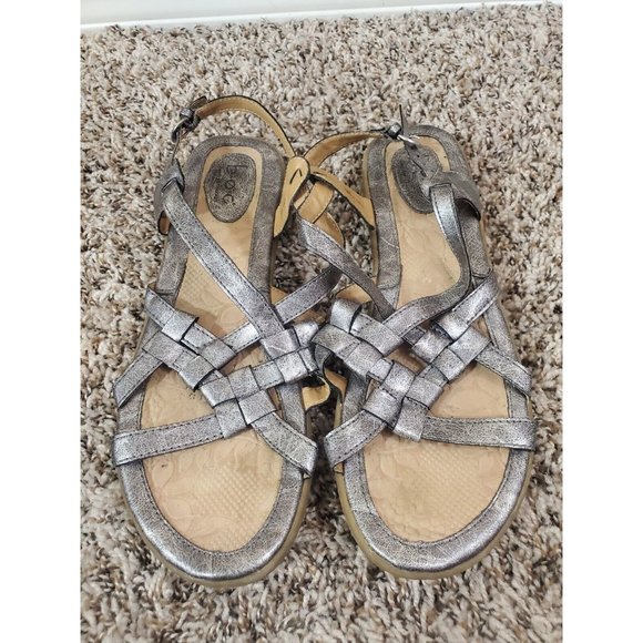 b. o. c. Silver Metallic Strappy Kesia Slingback Sandals Size 10M C64314 - Picture 3 of 9